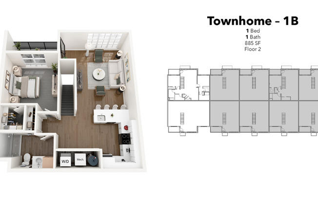 1 bed, 1 bath, 885 sqft, $1,395, Unit 09