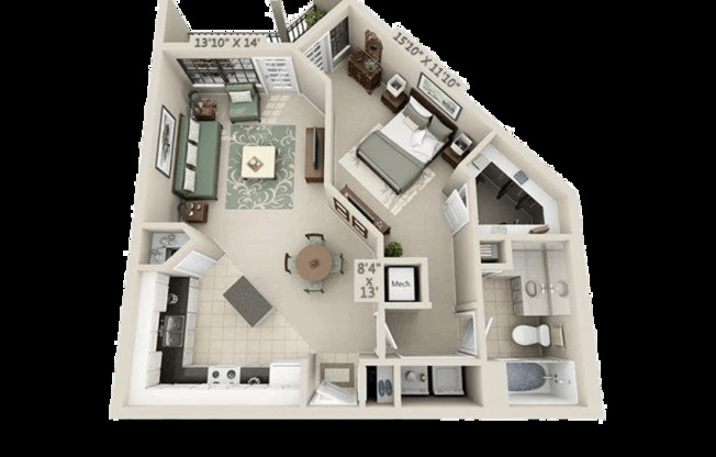 1 bed, 1 bath, 816 sqft, $1,199