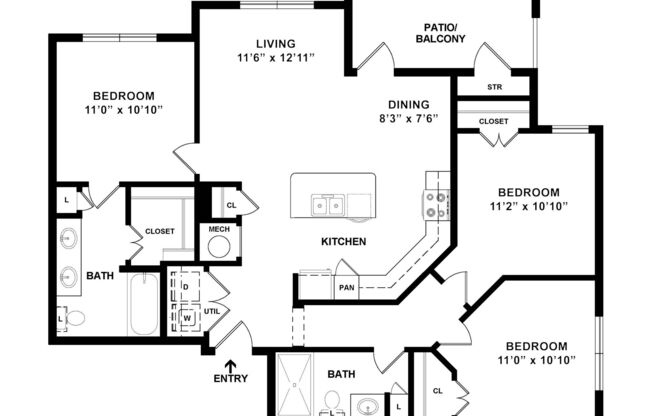 3 beds, 2 baths, 1,157 sqft, $1,188