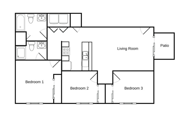 3 beds, 2 baths, 1,052 sqft, $1,345