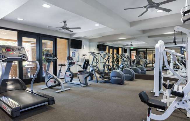 fitness center with cardio and weights