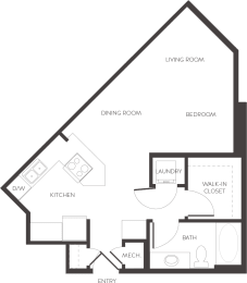 Studio, 1 bath, 607 sqft, $1,355