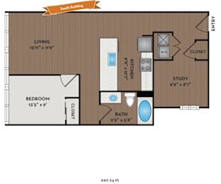 1 bed, 1 bath, 891 sqft, $3,050