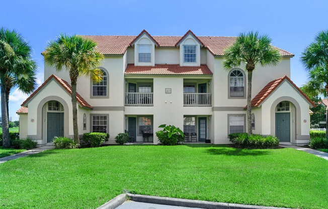 Apartment exterior front building and landscape