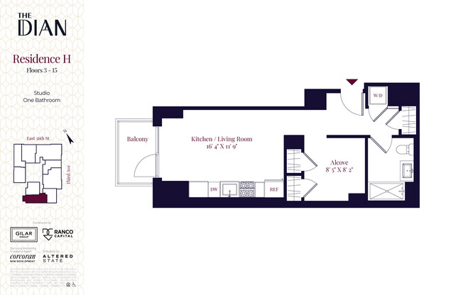 Studio, 1 bath, $5,520, Unit 8H