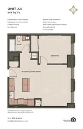 1 bed, 1 bath, 654 sqft, $1,630