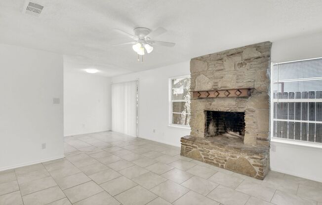 Beautiful fireplace, Large back yard, Washer and Dryer Hookups