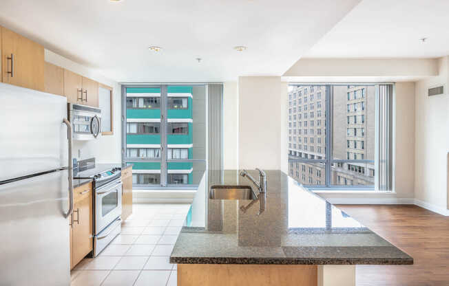 Vesta Kitchen and Living Room with Floor-to-Ceiling Windows