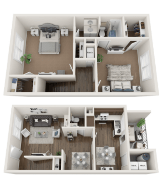 2 beds, 2 baths, 1,123 sqft, $882