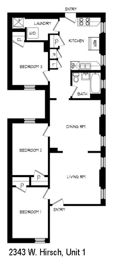 3 beds, 1 bath, 1,200 sqft, $2,395, Unit 2343-1