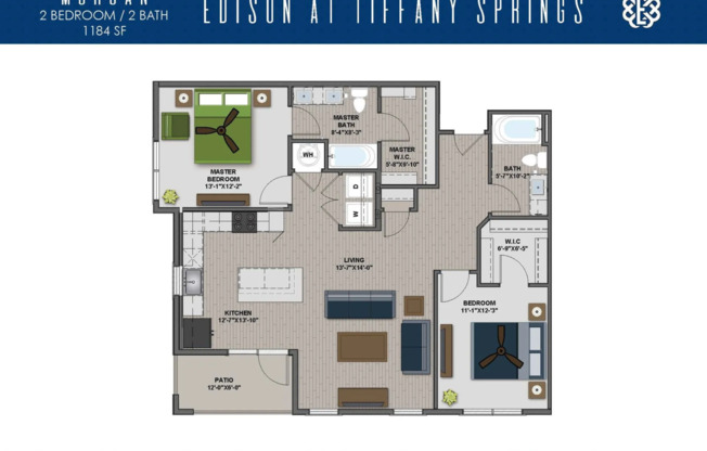 2 beds, 2 baths, 1,184 sqft, $1,695, Unit 5316
