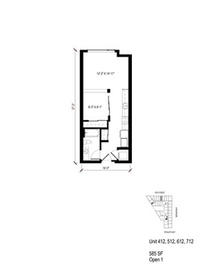 1 bed, 1 bath, 585 sqft, $2,214