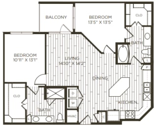 2 beds, 2 baths, 1,174 sqft, $1,890