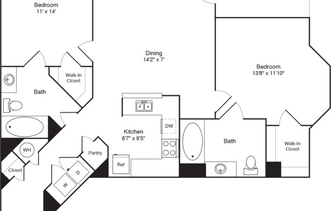 2 beds, 2 baths, 1,021 sqft, $3,553, Unit 1140