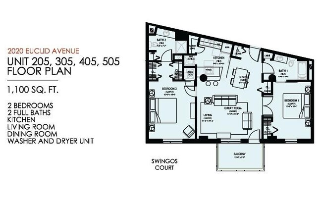 2 beds, 2 baths, 1,100 sqft, $1,665, Unit 205
