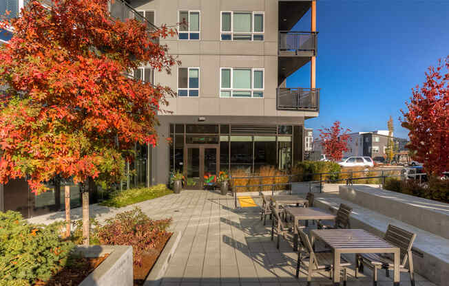 Patio with Picnic Tables at Discovery West, Issaquah, WA, 98029