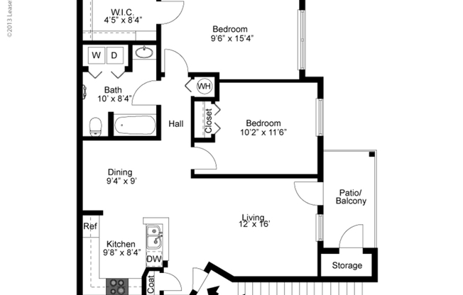 2 beds, 1 bath, 868 sqft, $1,282