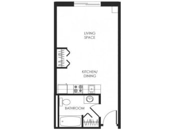 Studio, 1 bath, 356 sqft, $895