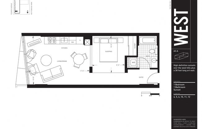 Studio, 1 bath, $1,243