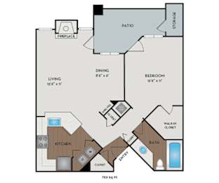 1 bed, 1 bath, 733 sqft, $2,475