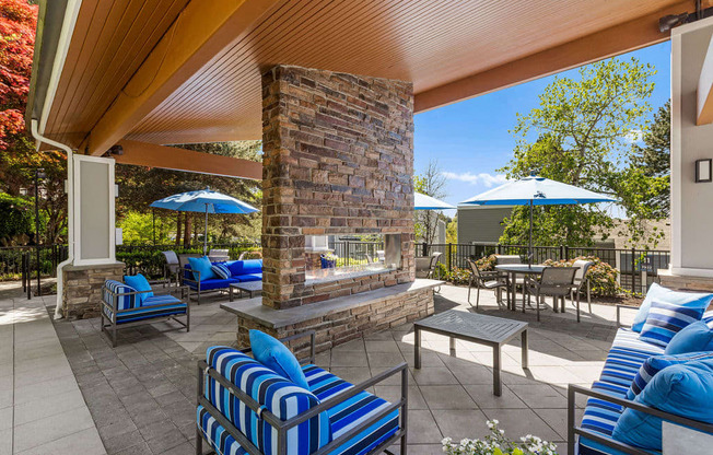 the preserve at ballantyne commons covered patio with fireplace