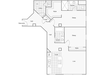 2 beds, 2 baths, 1,135 sqft, $1,395