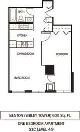 1 bed, 1 bath, 600 sqft, $1,386