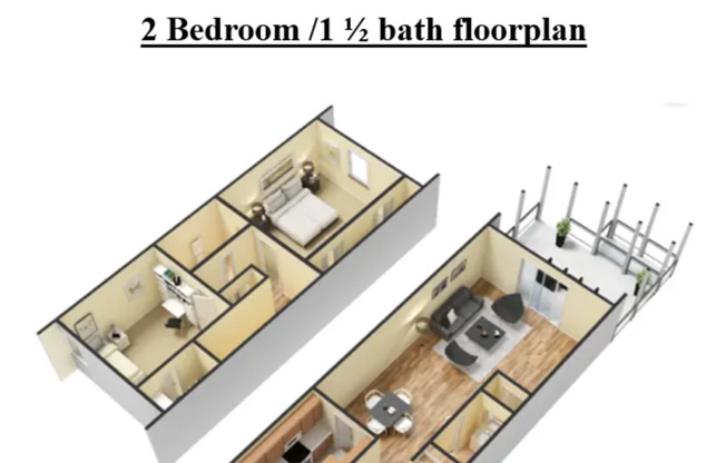 2 beds, 1.5 baths, 1,050 sqft, $1,120, Unit 5B