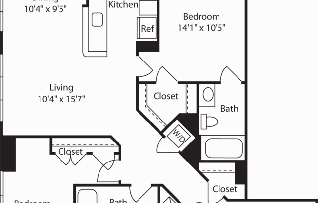 2 beds, 2 baths, 1,091 sqft, $4,062, Unit 202