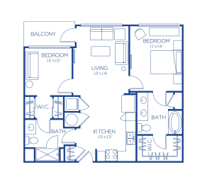 2 beds, 2 baths, 982 sqft, $1,860