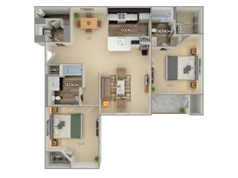 2 beds, 2 baths, 1,036 sqft, $2,456