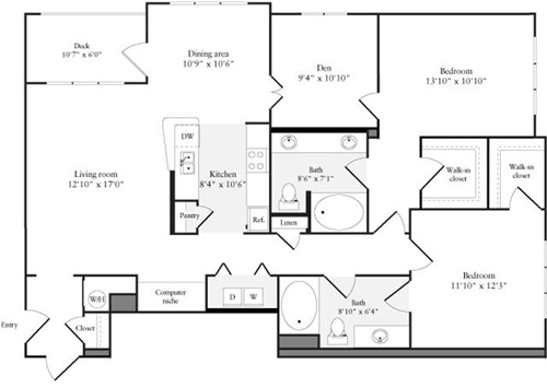 2 beds, 2 baths, 1,376 sqft, $3,599, Unit 1523