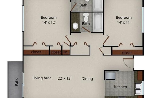 2 beds, 2 baths, 1,000 sqft, $900, Unit 3741 Alibi #2