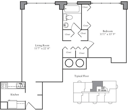 1 bed, 1 bath, 809 sqft, $5,345, Unit 10J
