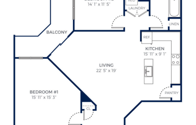 2 beds, 2 baths, 1,344 sqft, $2,600, Unit 414