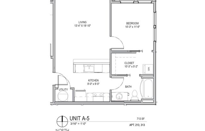 1 bed, 1 bath, 713 sqft, $1,954, Unit 313 [Furnished]