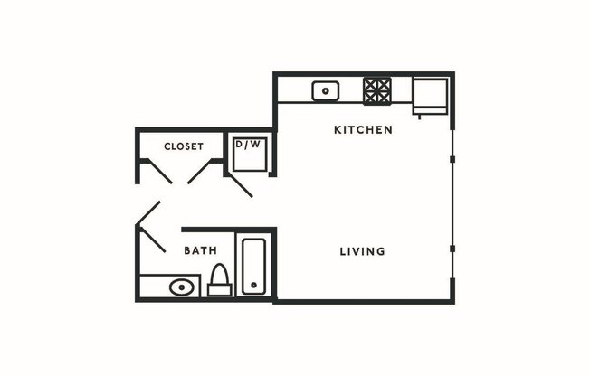 Studio, 1 bath, 351 sqft, $1,625, Unit 801