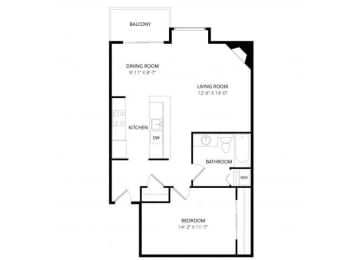 1 bed, 1 bath, 710 sqft, $1,731