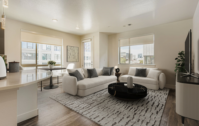 Plan B3: kitchen overlooking large livingroom