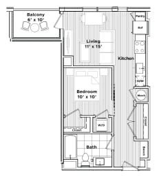 Studio, 1 bath, 617 sqft, $2,073