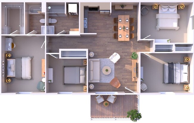 4 beds, 2 baths, 1,340 sqft, $1,250