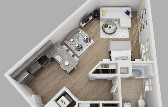 Studio, 1 bath, 635 sqft, $2,392