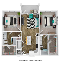 2 beds, 2 baths, 1,108 sqft, $1,833