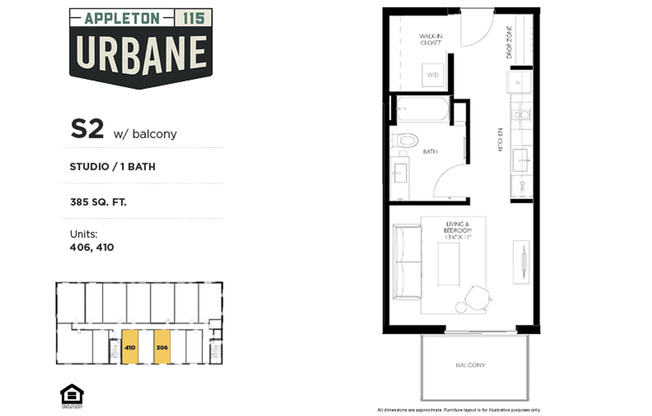 Studio, 1 bath, 392 sqft, $1,225, Unit 506