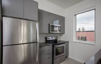 The Bridgetown Apartment Gray Kitchen Cabinets