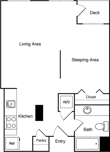 Studio, 1 bath, 663 sqft, $2,022, Unit 215