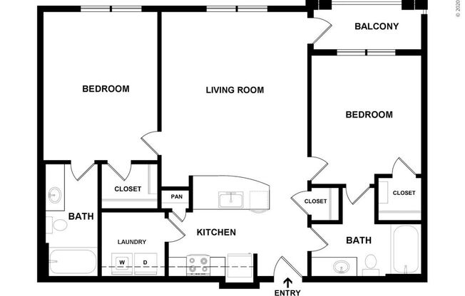 2 beds, 2 baths, 1,098 sqft, $2,605