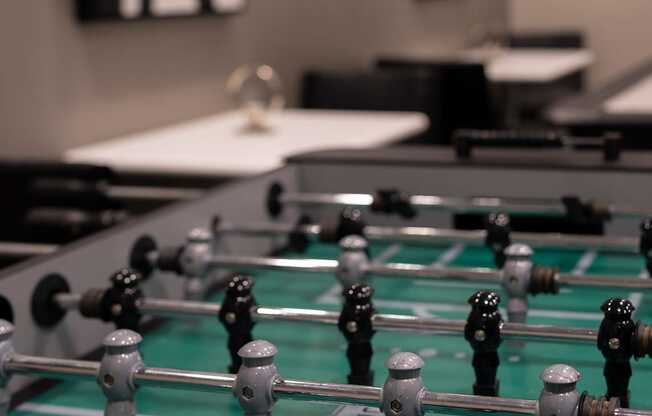 foosball table in game room at Sky on Main in Missouri, 64105