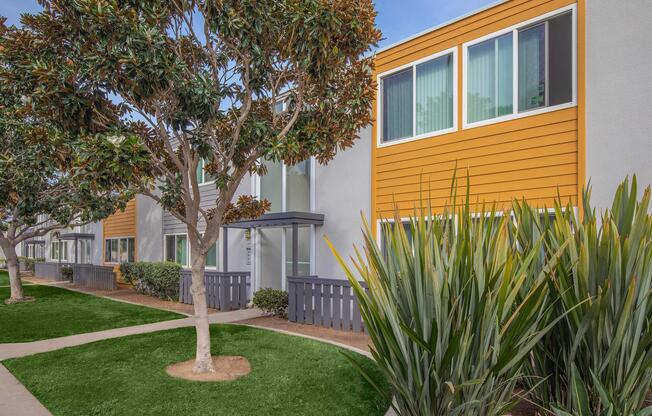 a large lawn in front of a building