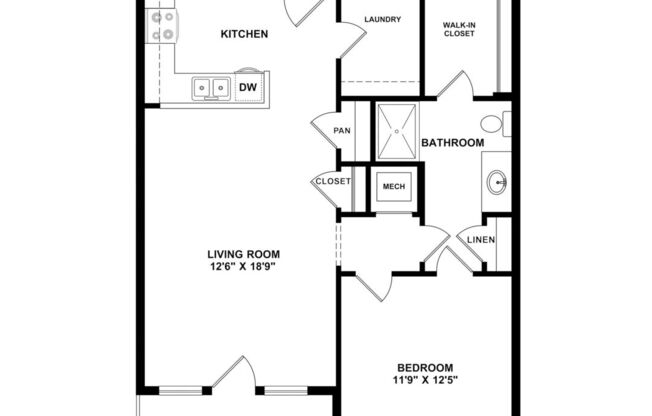 1 bed, 1 bath, 864 sqft, $1,545